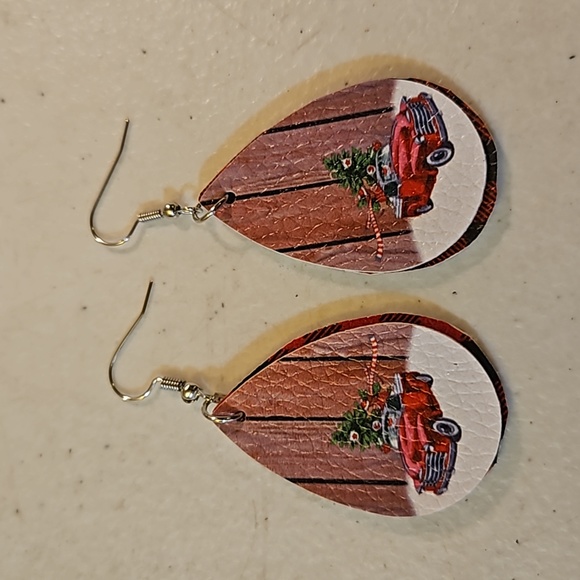 Hand Crafted Jewelry - Vintage red truck buffalo plaid earrings